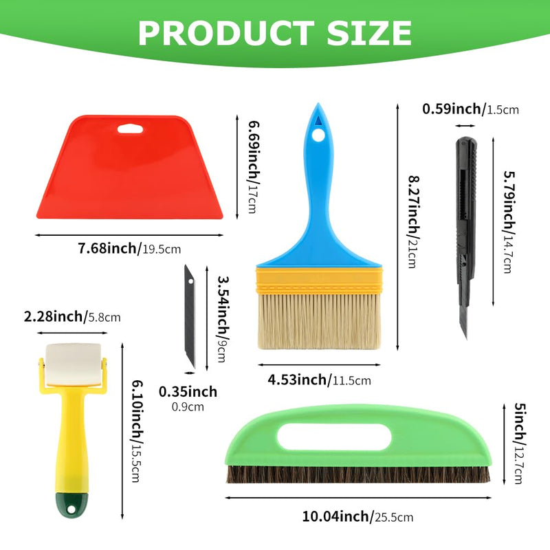 LOQJSS Wallpaper Smoothing Tool Kit,15 Pcs Smoother Tools Set,Wallpaper Smoothing Brush,Wallpaper Squeegee Seam Roller,Wallpaper Tools for Applying Peel and Stick Wallpaper