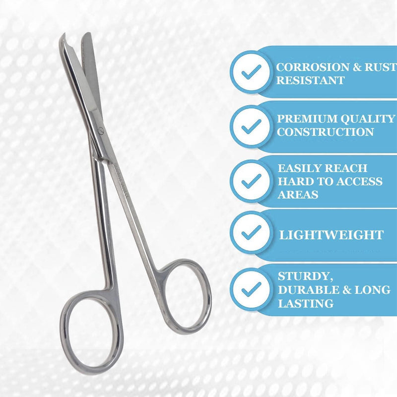 Suture Stitch Scissors 4.5" with Crescent Delicate Hook- Perfect for Suture Removal, First Aid, EMS Training and More Premium Quality Instrument- Stainless Steel (Silver) Silver