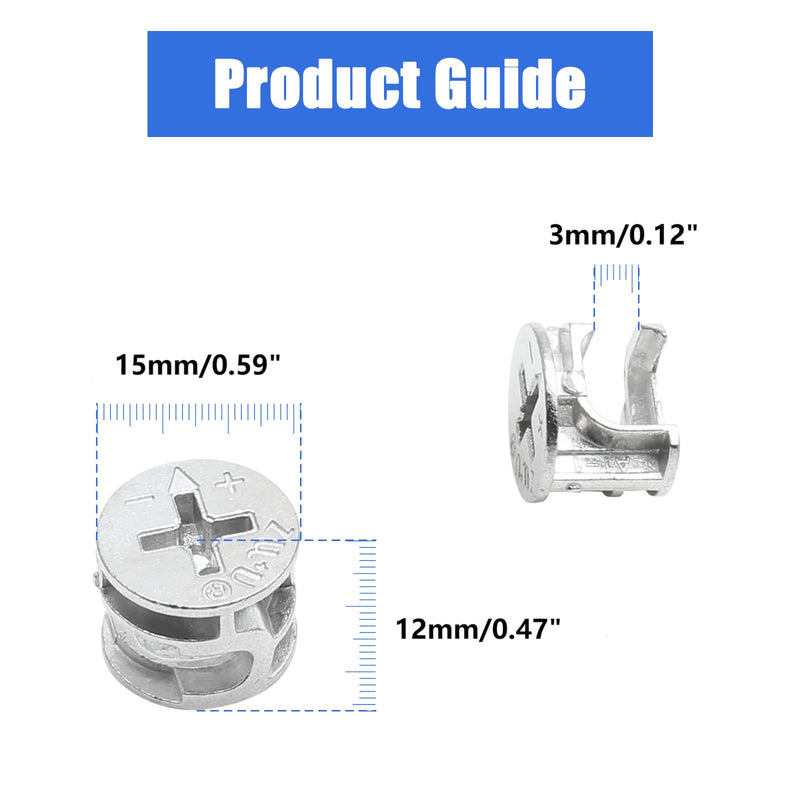 Litoexpe 10 Pcs Furniture Connecter Cam Lock Fittings 15x12mm Furniture Connecting Fastener Lock Nut for Cabinet Drawer Wardrobe Dresser 15x12 mm-10Pcs