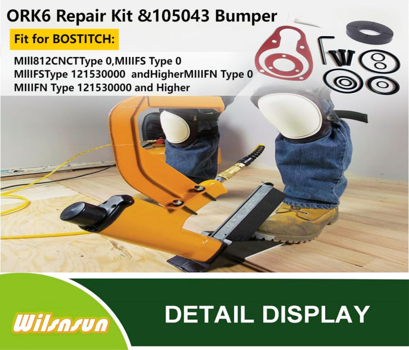 ORK6 Repair Kit, 105043 Bumper Compatible with Bostitch MIIIFN MIIIFS,MFIII, MF-200, MIII886, O-Ring Repair Kit, Nailer Rebuild, Flooring Stapler Repair Kit.