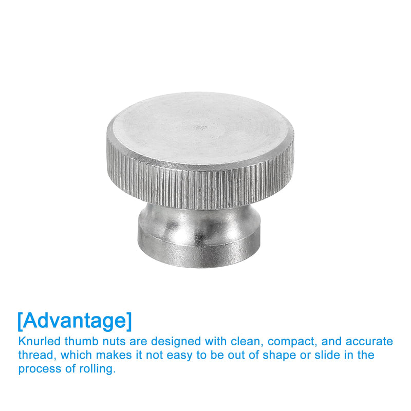 uxcell Knurled Thumb Nuts, 3Pcs M8 x D24mm x H16mm Stainless Steel Round Knobs Fasteners Blind Hole Hand Screw Nut Silver for 3D Printer Parts, Machine Tools 3