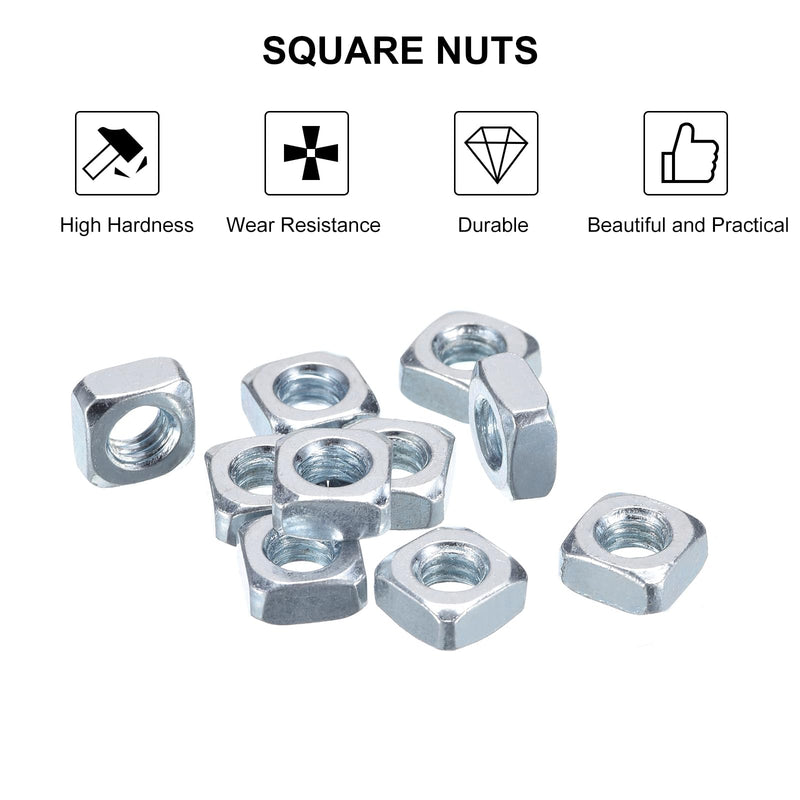 uxcell 1/4"-20x6 Square Nuts, Carbon Steel Zinc Plated Coarse Thread Square Nuts Fasteners for Home Repairs and Professional Engineering, Colorful 40pcs 1/4"-20x6mm 40
