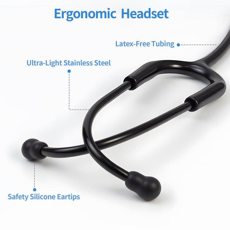 SCIAN Dual Head Stethoscope with Ear Tips, Professional Stethoscopes for Doctors, Nurses, Medical Nursing Students, Clinical Student Use, Classic Stainless Steel Stethoscope Kit, Black Tube