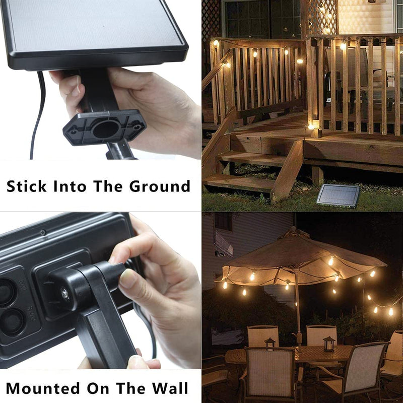 SUNTHIN Outdoor Solar String Lights, 48ft Solar Patio Lights with USB Rechargeable, Waterproof & Shatterproof Solar Powered Bulbs for Yard, Porch, Garden, Pool, Party, Camping Black 48 Feet