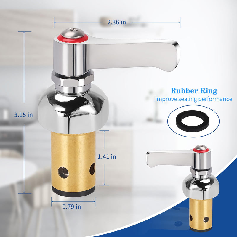 Replacement 002714-40 Hot Side Lever Handle Brass Spindle Assembly Replacement Faucet Cartridge, Handle Stem Assembly Fits for All T&S Faucets, Red