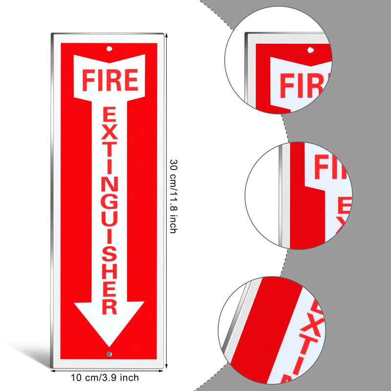 4 Pack Fire Extinguisher Sign Fire Sign Rust Free Aluminum Reflective Signs 4 x12 Inch Laminated for Ultimate UV, Weather, Scratch, Water and Fade Resistance, Indoor Outdoor (Regular Style) Regular Style