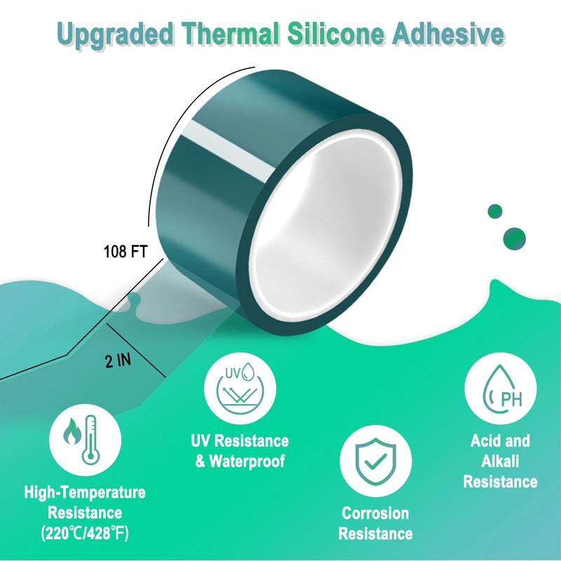 Matio Resin Tape for Epoxy Resin Molding, Upgrade Adhesive Epoxy Resin Tape 2IN W x 108FT L High Temperature Resistance Tape Easy Peel Epoxy Release Tape for DIY Jewelry,River Table,Hollow Frame Bezel