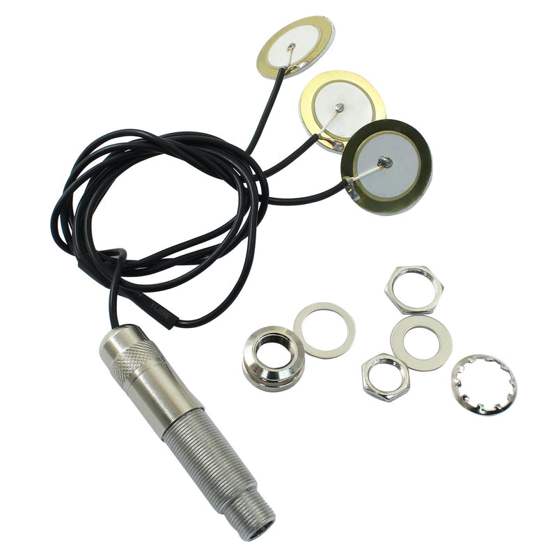 Piutouyar Piezo Pickups Transducer with 2 Pcs Accessories, 3 in 1 Microphone Contact Piezo Pickup for Electronic Acoustic Guitar Violin Ukulele Musical Instruments