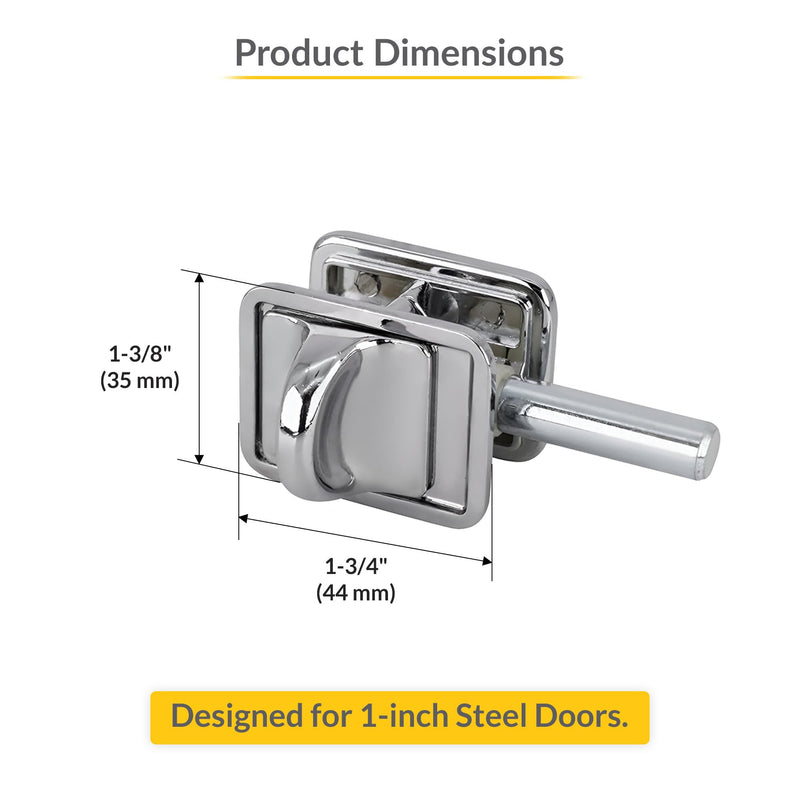Brixwell 91-292 Concealed Latch With Square Hole, Polished Chrome Finish, Fits 1" Steel Doors, 1-3/4" Width,1-3/8" Height, Used for Commercial and Residential Door Applications