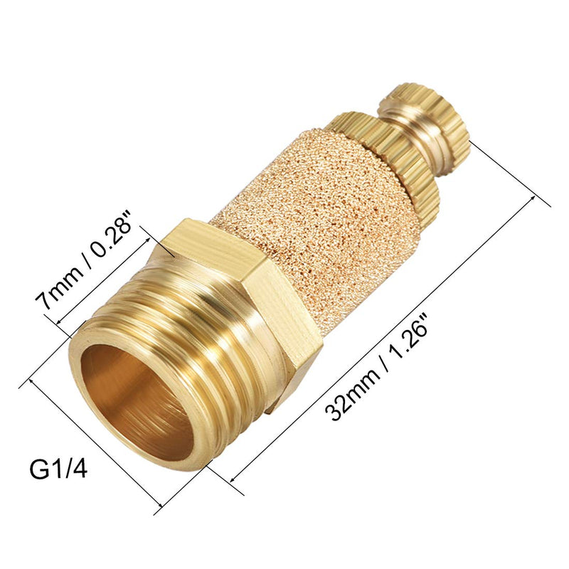 uxcell Sintered Bronze Exhaust Muffler Top Adjustable G1/4 - Brass Body Pneumatic Air Muffler Air Flow Speed Controller Brass Flow Control Muffler 5pcs