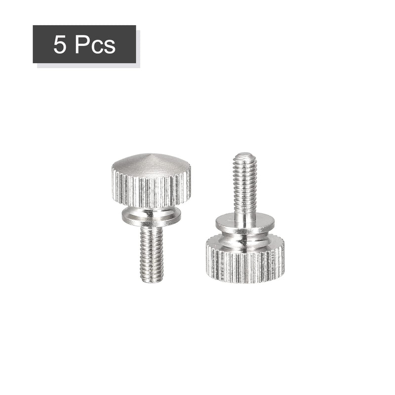 uxcell Knurled Thumb Screws, M3x8mm Brass Shoulder Bolts Grip Knobs Fasteners, Nickel Plated 5Pcs