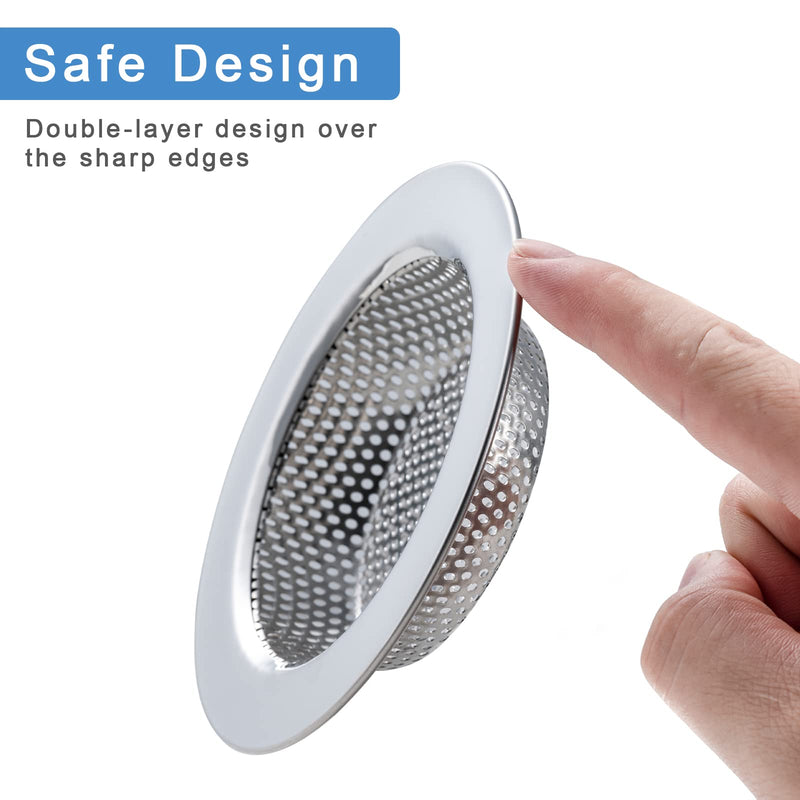 2 Pcs Sink Strainer for Most Kitchen Sink Drain Basket, Upgraded Double-Layer Safe Design Kitchen Sink Strainer (Outer Diameter 4.5 Inch) Silver(2 Pcs)