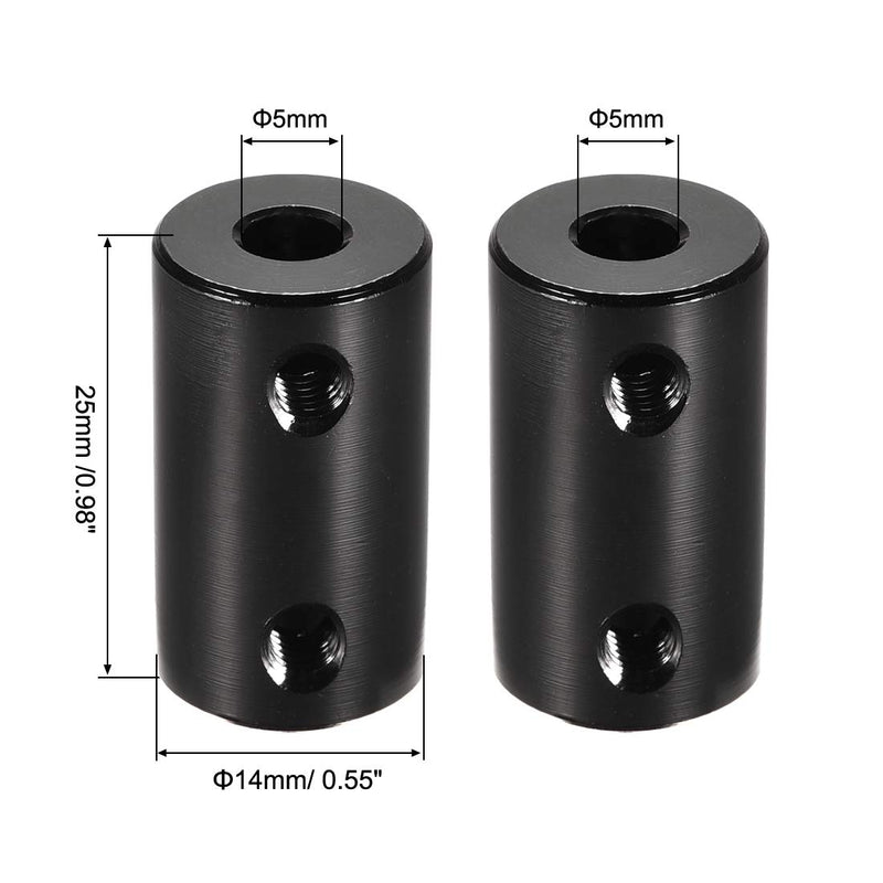 uxcell 5mm to 5mm Bore Rigid Coupling Set Screw L25XD14 Aluminum Alloy,Shaft Coupler Connector,Motor Accessories,Black,2pcs - NewNest Australia