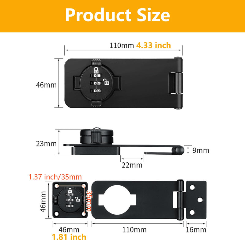 Bifold Door Lock - 2 Pack White Sliding Closet Locks for Double Doors Cabinet Lock Anti-Pry 3-Digit Password Combination Twist Knob Hasp Latch Locks for Barn Door Cupboard Pantry 4.5 inch White 2 Pack