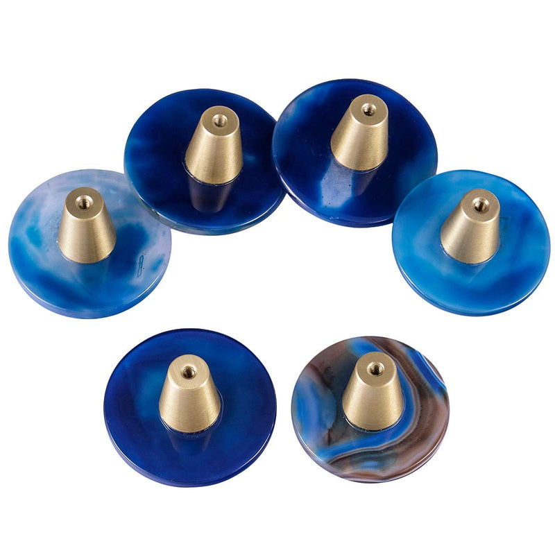 Rockcloud Round Green & Blue Agate Slice Cabinet Knobs Drawer Door Handles | Pack of 2, for Kitchen Dresser Cupboard Wardrobe Decorative Hardware, 1.97 inches Green + Blue