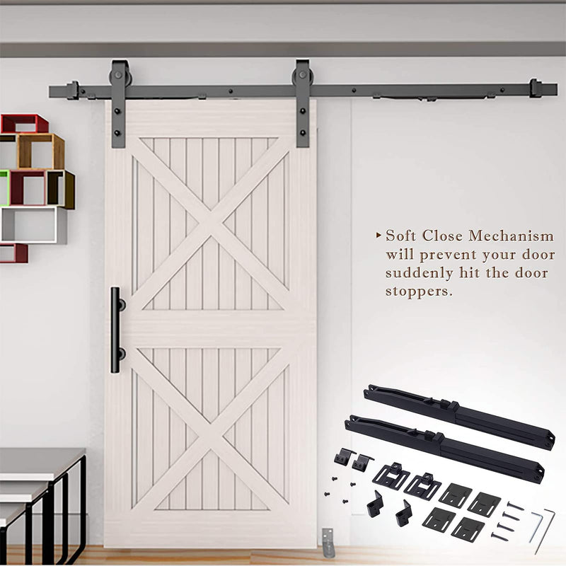 2PCS Lightweight Hole-Free Barn Door Soft Close Mechanism, Upgraded Design Sliding Door Hardware Kit, Adjustable Actuators One Way Operation Door Stopper Anti-Slam Invisible Lightweight Barn Door Soft Close Mechanism