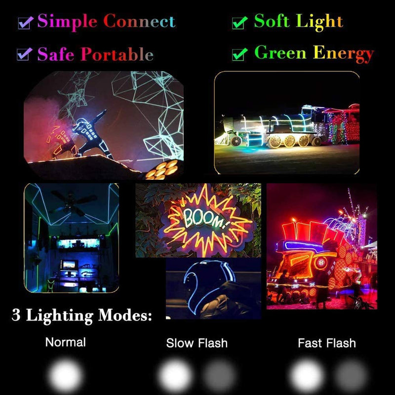 MaxLax EL Wire Lime Green, 16.4ft/5m Portable Battery Pack Neon Lights Strip 360° Cuttable Glowing Rope Lights for Parties, Halloween, DIY Decoration Fluorescent green 5M/16FT