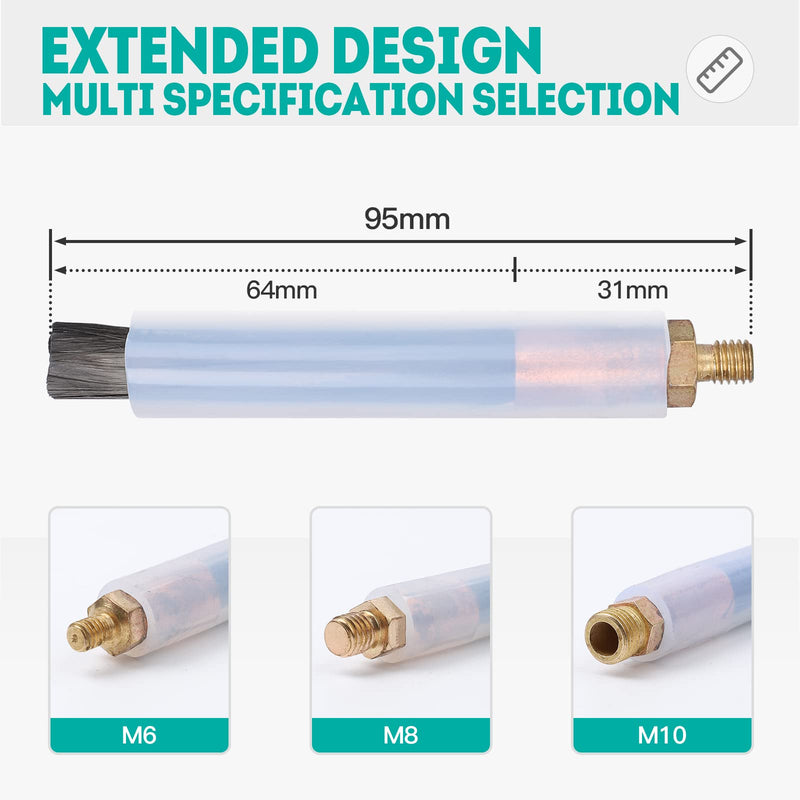 6PCS Weld Bead Cleaning Brush, Copper Head Weld Brush for Welding Bead Seam Polishing Machine M6 type (6PCS-M6) 6PCS-M6