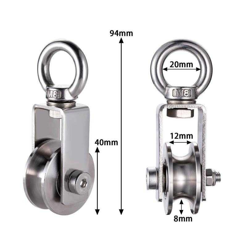 40mm Cable Pulley Wheel, Swivel Single Pulley Block, Bearing Inside, for Pulley System Gym Equipment, Lifting, Winch, Loading 550lb 1 Pack Swivel pulley