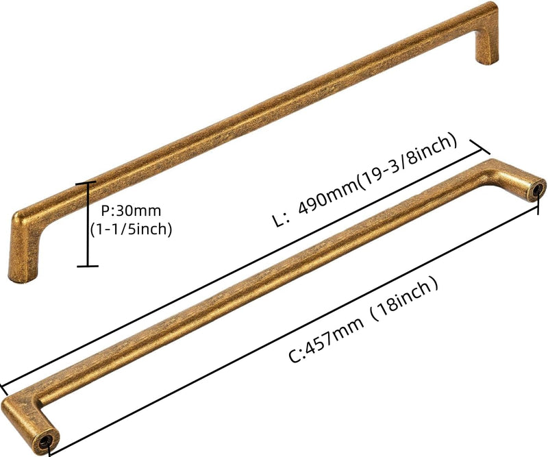khtumeware 1 Pack Vintage Antique Brass Appliance Handle Pull 18 Inch(457mm) Hole Centers Cabinet Pulls Kitchen Cabinet Hardware for Cupboard Drawer Handles Dresser Pulls Appliance Pull 18"(457mm) Hole Center