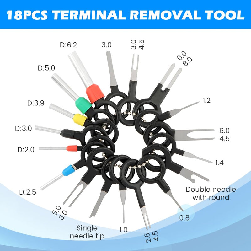 500Pcs Connector Pins Kit Car Electrical Wire Terminal Pins Connector Kit 1/1.5/1.8/2.2/2.8/3.5mm Non-Insulated Plug Removal Male Female Crimp Pins(Color:as Shown) as shown