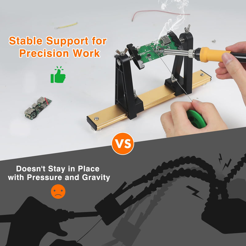 Circuit Board Holder Helping Hands for Soldering and Repair, Adjustable 360° Rotation, Strong Magnetic, Potable, Space-Saving and Aluminum Base, Durable for Electronics PCB MAGNITIC HOLDER