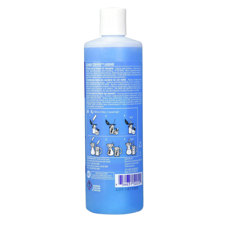 Urnex Clearly Coffee Pot Cleaner 14 Ounce (Made in the USA) French Press Liquid Cleaner for Glass Bowls Airpots Satellite Brewers and Thermal Servers Removes Coffee Oils 14 Fl Oz (Pack of 1)