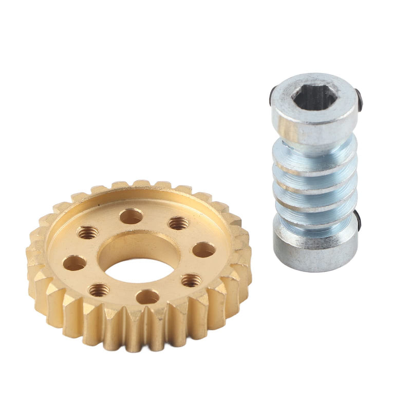 Worm Speed Reducer, Worm Gear Set 6mm Bore Gear Shaft 28:1 Reduction Ratio 24 Teeth Worm Wheel High Torsion for Motor Internal Drive Accessories