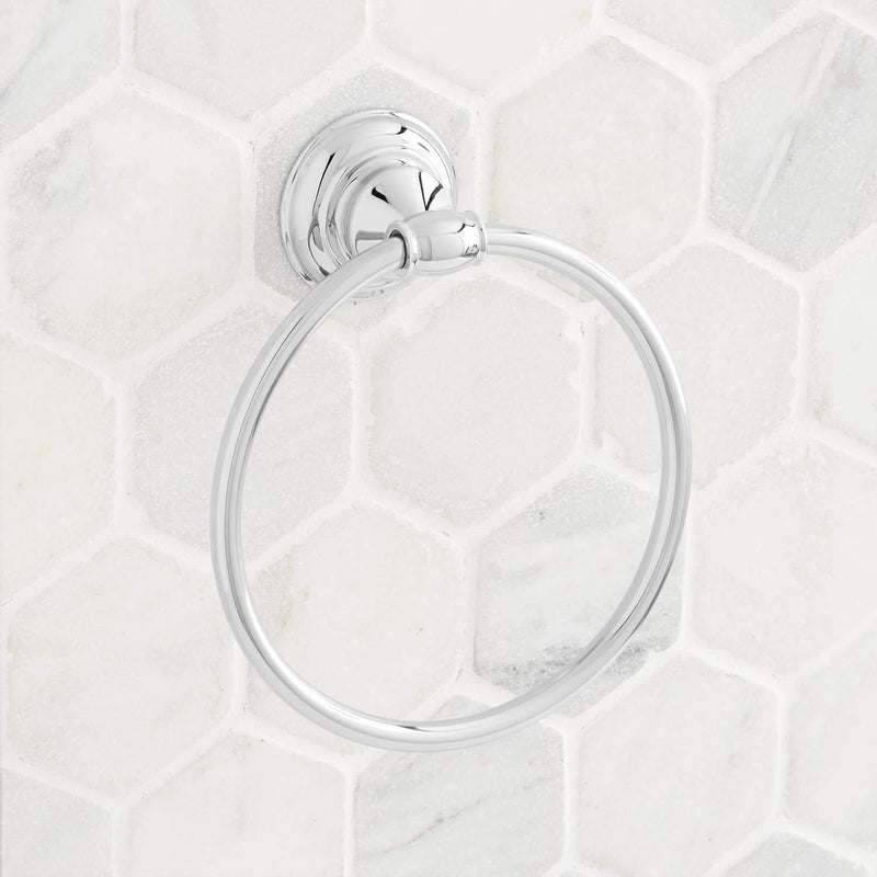 Signature Hardware 948236 Beasley 6-1/2" Wall-Mounted Towel Ring - Aged Brass