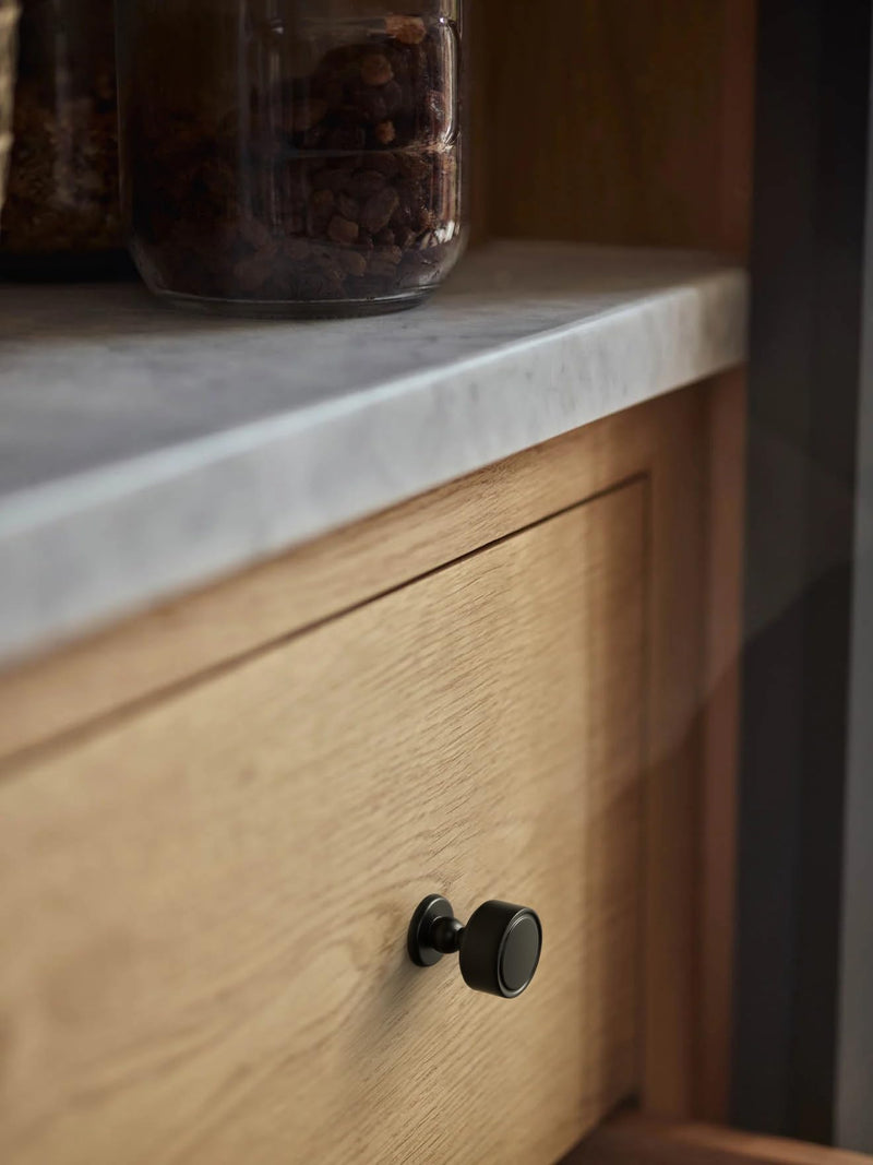 6 Pack Matte Black Cabinet Knobs, Single Hole Round Drawer Handle | Solid Zinc Alloy Drawer Pulls & Door Handles, Kitchen Pulls Modern Cabinet Hardware for Dresser Drawers