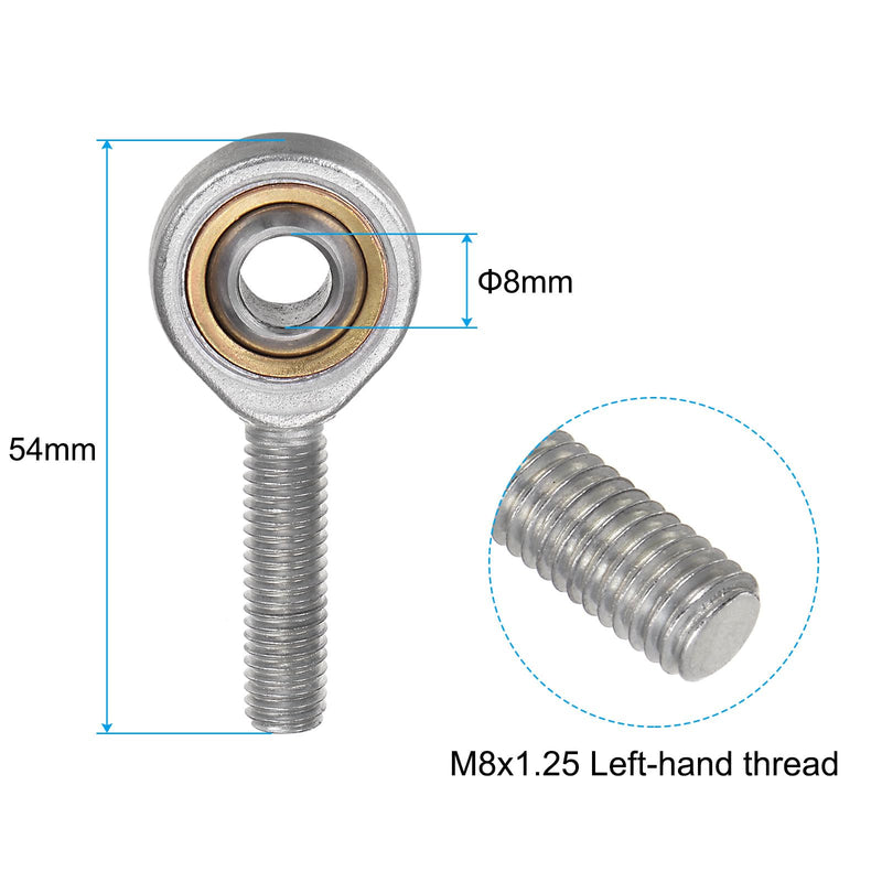 uxcell 4pcs SA8T/K 8mm Rod End Bearing M8x1.25 Male Left Hand Thread, Cast Iron Rod End Joints with Jam Nut