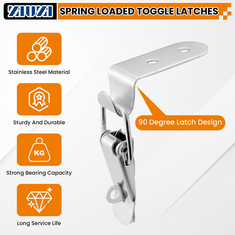 4PCS 90-Degree Angle Latch, Stainless Steel Corner Latch with Keyhole, Tool Box Hood Clasp Buckle Lock Latch with Screws for Case Box Closet 4 Pack