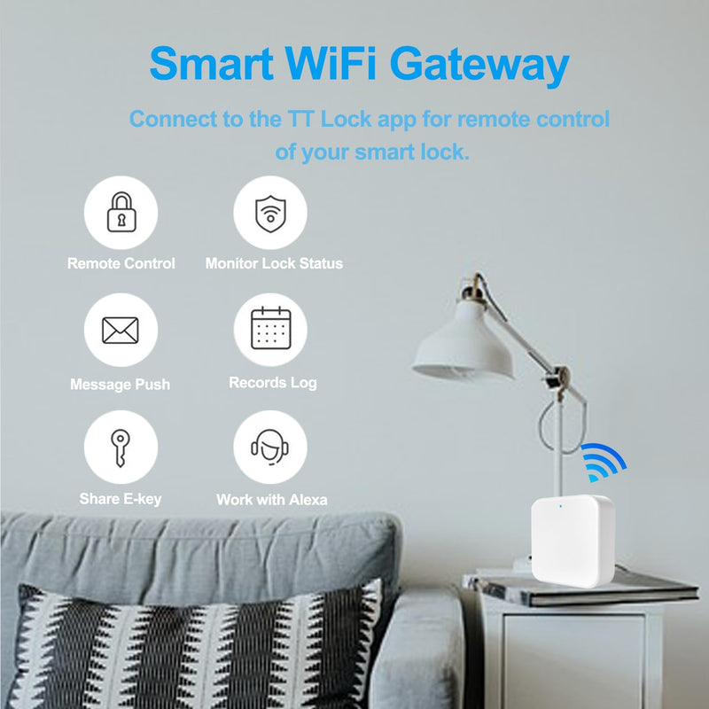 Smart Lock WiFi Gateway, G2 Gateway Remotely Control Smart Door Lock with TT Lock App, Compatible with Alexa Voice Control Keyless Entry Door Lock (WiFi 2.4GHz)