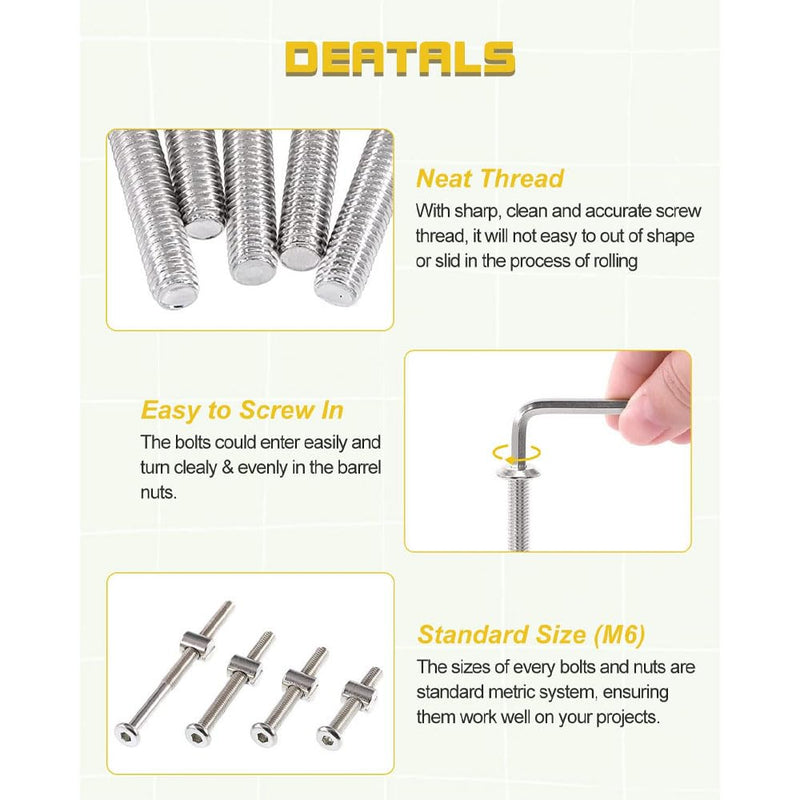 Baby Bed Crib Screws Hardware Replacement Kit- Hex Drive Socket Cap Screws Barrel Nuts Assortment Kit for Beds Headboards Chairs Furniture. 32PCS