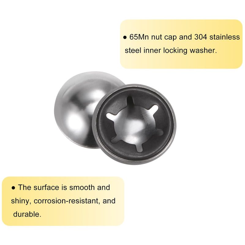 uxcell 20PCS 65Mn Steel Push on Push Nut Caps 0.39 Inch Axle Push Nut Fastener for Hand Trucks, Lawn Wagons, and Rolling Bins, M10 x 19.5mm