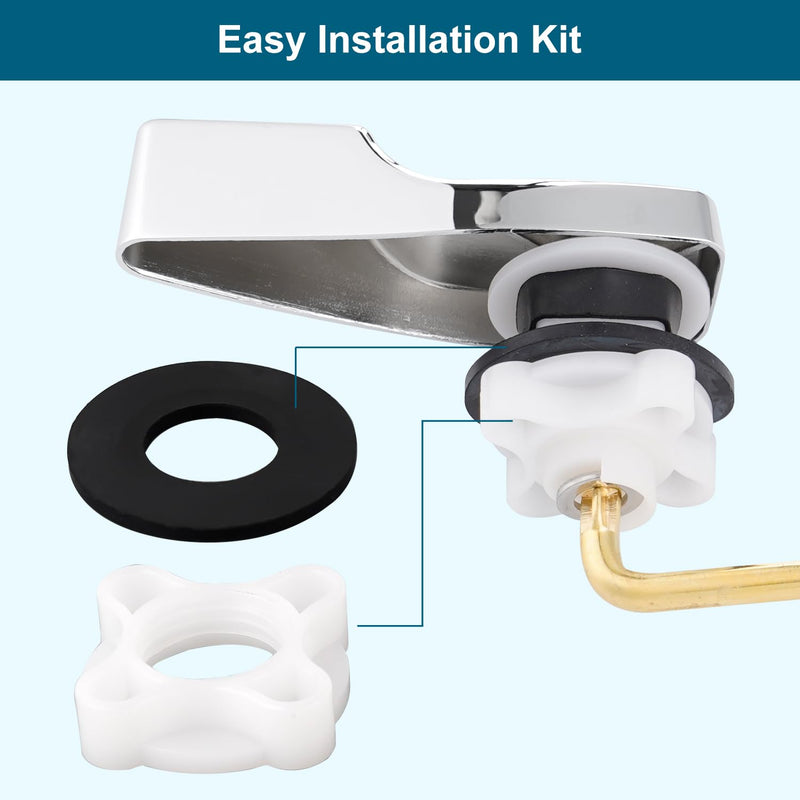 Hygie Rinse Universal Toilet Handle Replacement Kit Compatible with American Standard/Mansfield/Gerber Toilet, Front Mount Toilet Tank Flusher Lever with Flapper Chain, Chrome 1PC