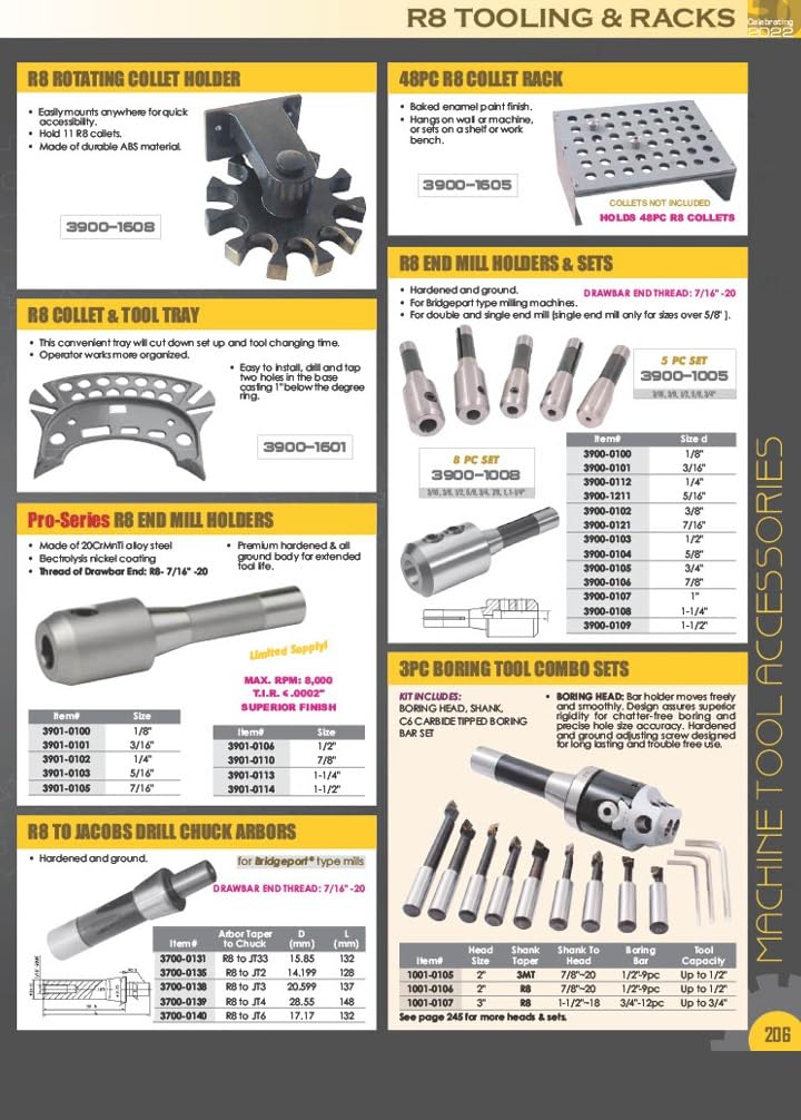 HHIP 3900-0810 R8 Round Collet, 3/8" 3/8 in Single