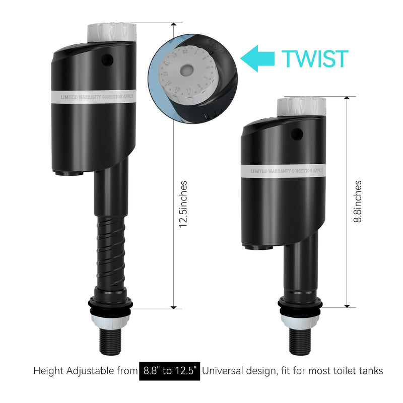 R&T A1350 Quiet Toilet Fill Valve Toilet Universal Tank Parts Replacement, Fast Stop Toilet Leaks and Noisy, Height Adjustable, Easy to Install No Plumber Required A1350 8.8"-12.5"