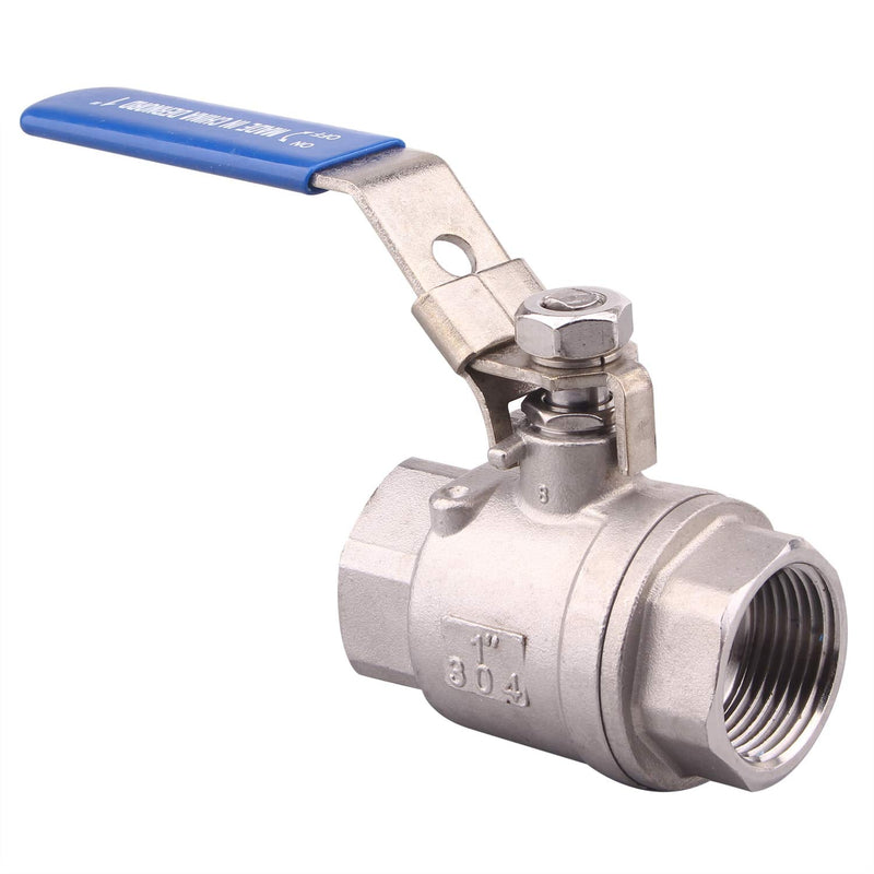 DERNORD Stainless Steel 304 Ball Valve, 2-Piece Full Port Heavy Duty for WOG with Locking Device (1 NPT) 1" NPT Pack of 1