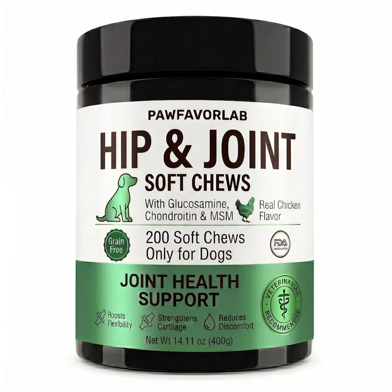 Hip & Joint Supplement for Dogs - Glucosamine, Chondroitin, MSM, Green Lipped Mussels & Turmeric - Natural Arthritis Pain Relief & Mobility Support for All Ages - 200 Soft Chews