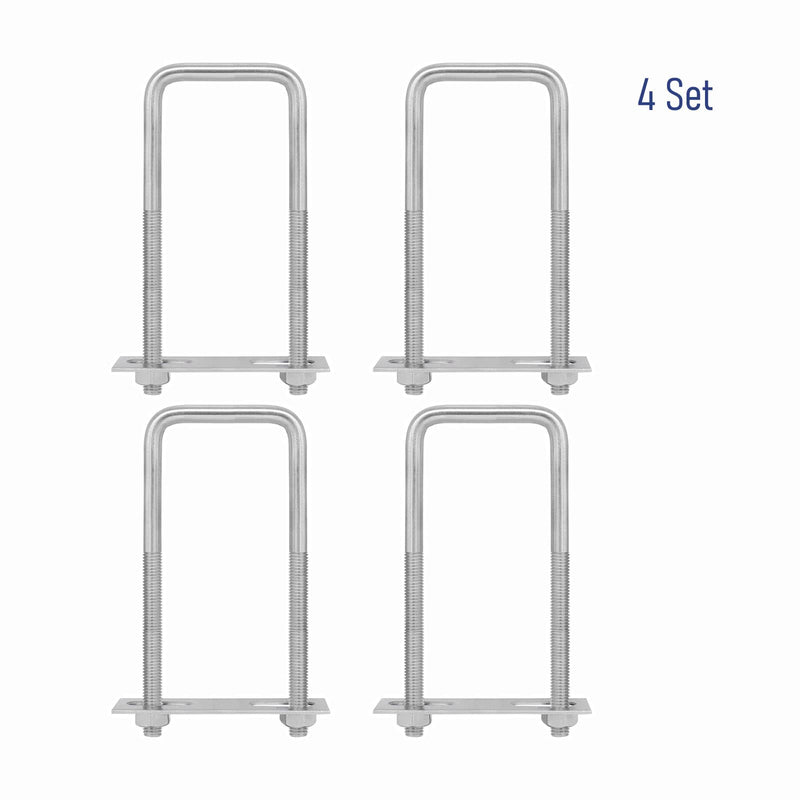 4 Sets 304 Stainless Steel Square U-Bolts 1-3/8"(35mm) Inner Width, 3.35"(85mm) Length Stainless M8 with Nuts, Frame Plate, Accessories for Automobiles Trailer, Boat Trailer Industrial Parts 35×85mm (W*L)