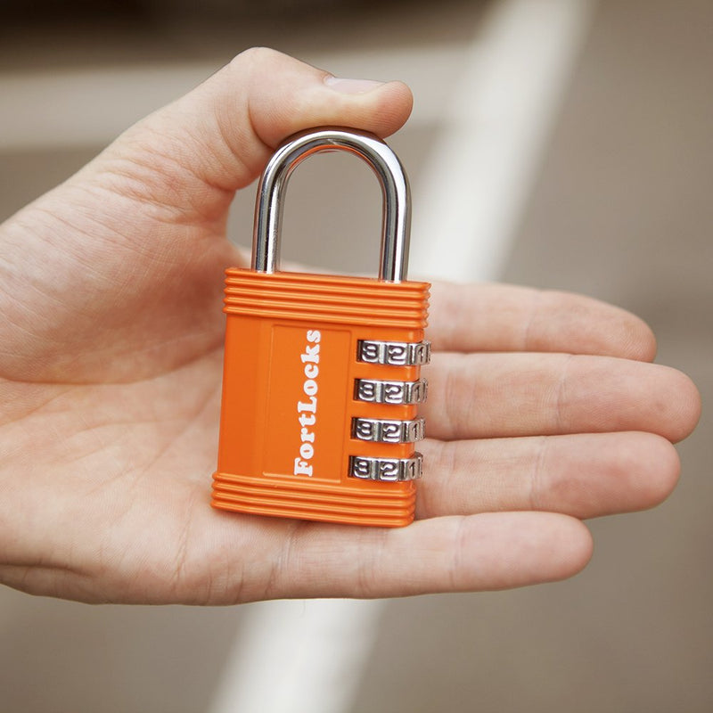 Padlock - 4 Digit Combination Lock for Gym Outdoor & School Locker, Fence, Case & Shed – Heavy Duty Resettable Set Your Own Combo – Waterproof & Weatherproof (1 Pack - Orange) 1 Pack - Orange