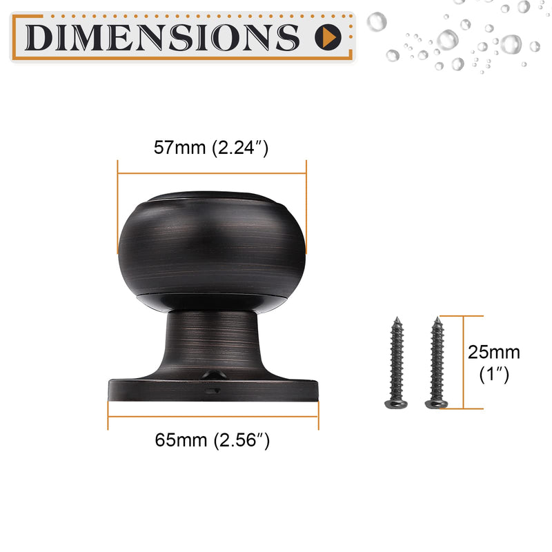 Probrico Dummy Door Knobs Dummy Door Handles for Closet French Doors, Single Side Inactive Door Knobs Interior, Oil Rubbed Bronze, 4 Pack