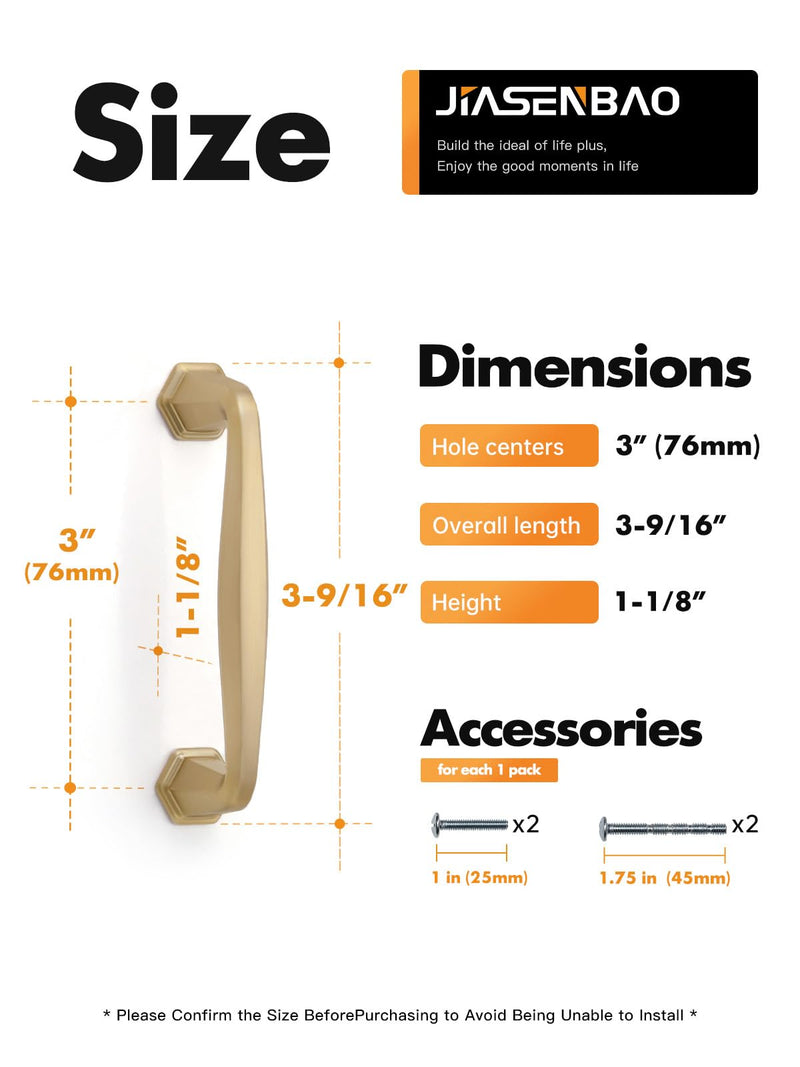 5 Pack Champagne Bronze Cabinet Pulls 3" Hole Center | Drawer Pulls Dresser Handles Hardware Bathroom Zinc Alloy 3"(76mm) hole center 5