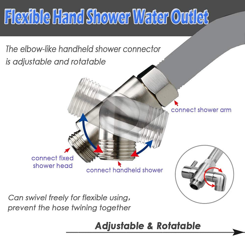 Shower Arm Diverter Valve Brass G1/2 3 Way Universal Bathroom Shower System Component Replacement for Handheld Shower Head and Fixed Spray Head, Brushed Nickel Brushed Nickle