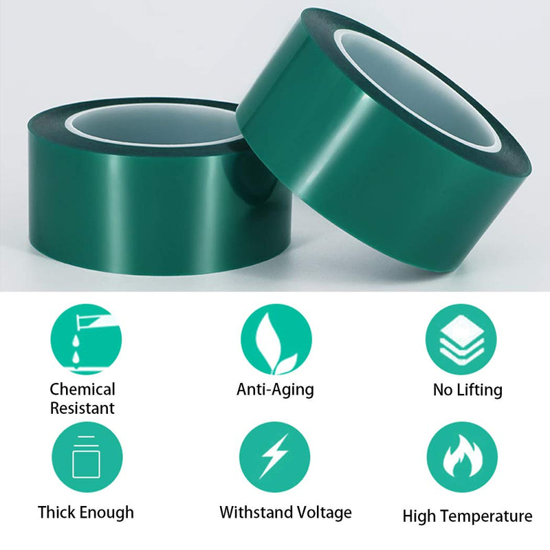 APT,2 Mil Polyester Tape with Silicone Adhesive, PET Tape, high Temperature Tape, 3.5 mil Thickness, Powder Coating, E-Coating (1, 2" x 72Yds)