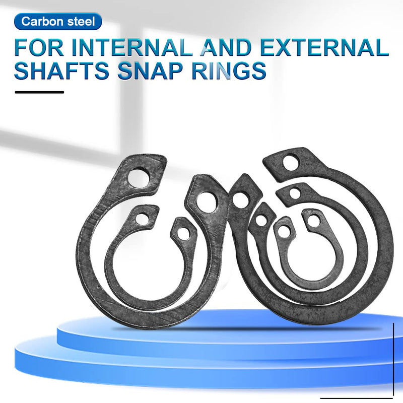 NINDEJIN Snap Ring Shop Assortment, 145PCS External Retaining Rings 15-28mm (0.59''-1.1'') Carbon Steel Snap Retaining C Clip Rings Kit for Grooved Shafts, Studs, and Other Moving Parts 145PCS (15-28mm)