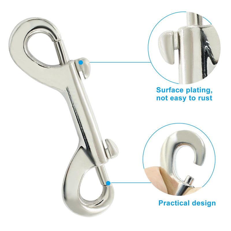 Waziaqoc 2 PCS Double Ended Bolt Snap Hook, 3.5 Inch Zinc Alloy Hook Metal Clips, Heavy Duty Trigger Chain Clips for Key Chain Dog Leash Horse Pet Sling Feed Buckets