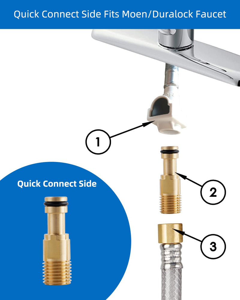 Kitchen Sink Side Sprayer with Quick Side Connector Compatible with Moen Faucet Sprayer Replacement, Kitchen Sink Faucet Sprayer Attachment with Water Hose/Holder, Chrome Finish