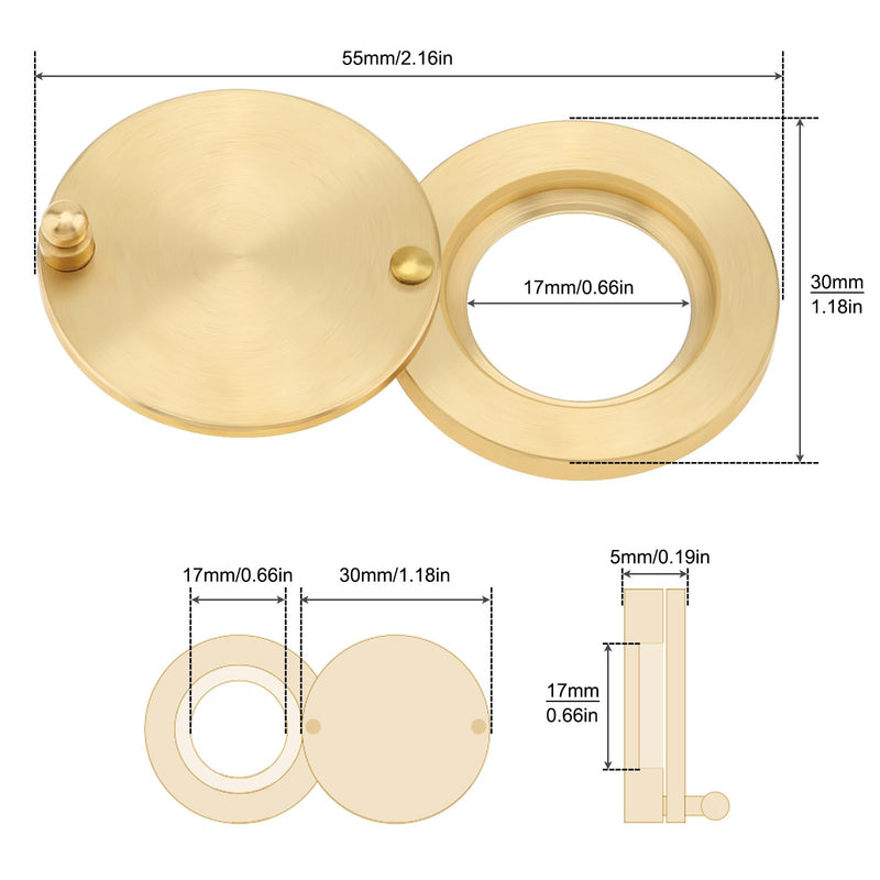 Peephole Cover, Solid Brass Privacy Door Viewer Cover with Double-Sided Self-Adhesive Tape for 5/8 inch Diameter Door Peephole (2, Gold) 2